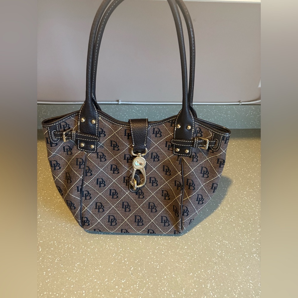 Dooney & Bourke Black and Brown Monogram Shoulder Bag